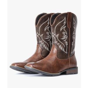 IUV Cowboy Boots For Men Square Toe Western Boot Durable Retro Classic Embroidered Pull On Boot Slip Resistant Country Boots. Size 11