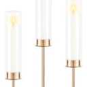 POKINE Gold Candle Holders Set of 3 for Glass Taper Candle Holders,Hurricane Candlestick Holder for Home Decor, Wedding, Dinning, Party Decorative, Anniversary (3,Gold)