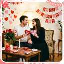 Oudain 36 Pcs 5 Inch Valentines Stuffed Fabric Hearts Tiered Tray Decor Valentine's Day Decor Buffalo Plaid Heart Shaped Hanging Ornaments for Wedding Party Farmhouse Crafts (Light Color Style)