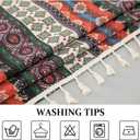 VOGOL Linen Textured Table Cloth, Striped Printed Boho Style Rectangle Table Cover for Thanksgiving Dinner, Decorative Tablecloth for Dining Table, 52 x 102 in (C4)