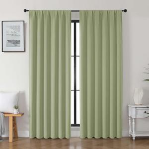 Gwine Sage Green Blackout Curtains for Bedroom 84 inches Long 2 Panels Set, Solid Noise Reducing Thermal Insulated Blackout Curtains for Living Room with Rod Pocket, Each 50" Wx84 L
