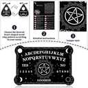 Threan Pendulum Dowsing Divination Board with Amethyst Set Wooden Spirit Talking Board Metaphysical Message Crystal Pendulum Necklace with Planchette for Wiccan Supply(Star Style)