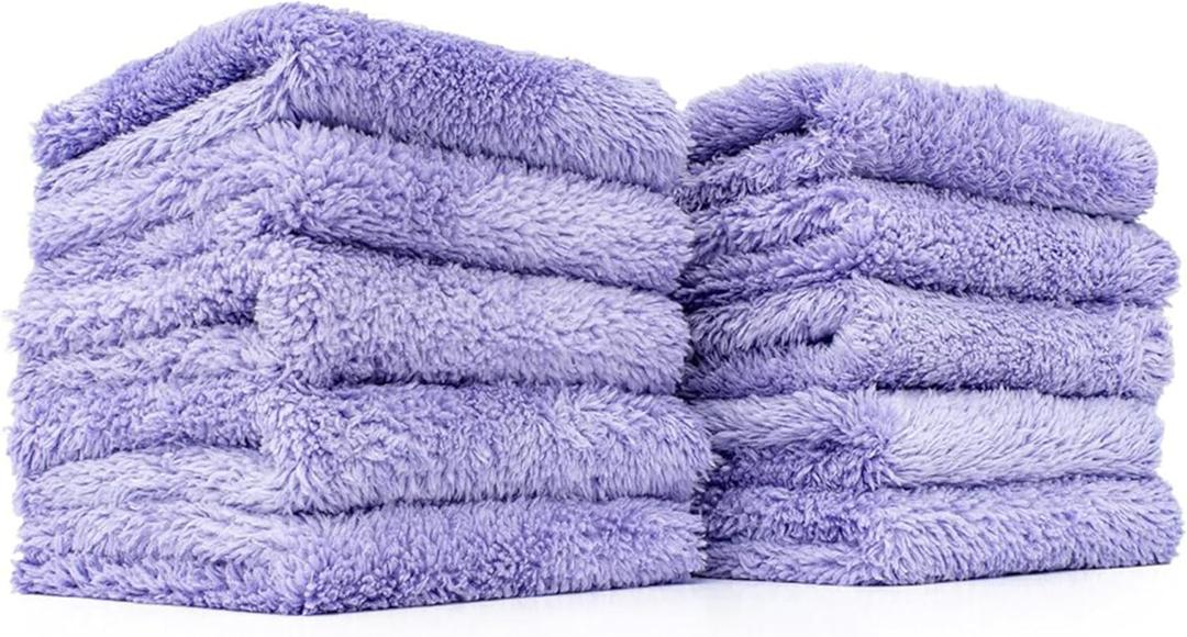 The Rag Company - The Eaglet 350 - Professional Korean 70/30 Blend; Super Plush Microfiber Detailing Towels; Perfect for Wheels, Mirrors, and More; 350GSM; 8inx8in, Lavender (10-Pack)