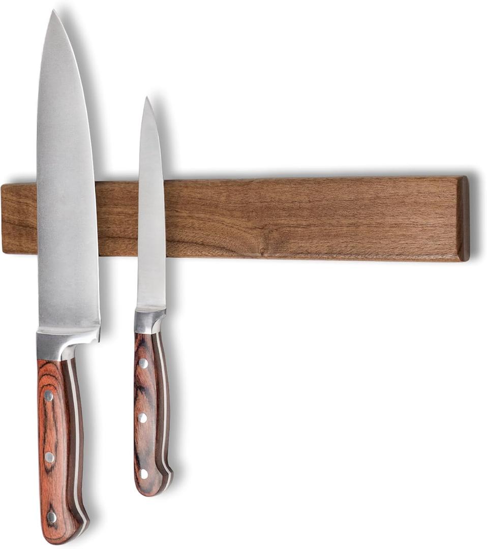 Yuoyar Wooden Magnetic Knife Holder - 12" Magnetic Knife Strips for Wall - knife storage kitchen accessories