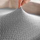 Reyox Jacquard Leaves Stretch Cushion Cover Sofa Cushion Protective Cover Elastic Sofa Cover for Furniture Sofa Seat Cover Dark Grey,  Size 31 x 24 x 6.5