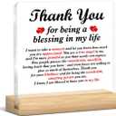 Thank You Gifts for Women Men, Appreciation Religious Gifts for Coworker Principal Friends, Thank You for Being a Blessing in My Life Acrylic Plaque Sign with Wooden Stand Home Office Decor