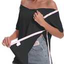 Post Shoulder Surgery Shirt for Women Short Sleeve V Neck Rotator Cuff Broken Arm Recovery Must Haves Clothing Comfy Shirts (X-Large, Black)