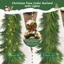 Artificial Norfolk Pine Garlands, Real Touch Winter Pine Garland, Green Artificial Greenery Garland for Mantle, Stairs, Table, Fireplace, Indoor & Outdoor Xmas Decorations(9FT)