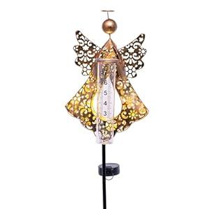 GIBMIDSER Solar Rain Gauge Outdoor 39'' Metal Angel Stake Solar Powered Garden Decorative Lights Large Digital Plastic Tube Waterproof LED Lights Memorial Gift for Lawn, Patio, Yard GIBMIDSER Solar Rain Gauge Outdoor 39'' Metal Angel Stake Solar Powered Garden Decorative Lights Large Digital Plastic Tube Waterproof LED Lights Memorial Gift for Lawn, Patio, Yard