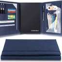 Trifold Planner Cover for Rocketbook Smart Notebook | Fits Letter Size/A4/8.5x11 Inch | Waterproof Portfolio Organizer with File Storage & Accessory Protection (Blue)