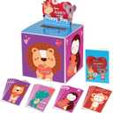 4 x ATFUNSHOP Kids Valentine Gift Cards and Box 7.9", Animal Valentines Day Cards Holder Mailbox for Kids School Classroom Exchange (1 Box, 32 Valentine Cards, 1 Teacher Card)