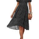 PRETTYGARDEN Women's Floral Wrap V-Neck Midi Dress Short Sleeve Boho Summer Beach Long Dress High Low Hem Smocked Dress Women, XL