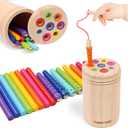 Montessori Toys for 2 3 4 Year Old, Dual Gameplay 18 Month Old Toy Preschool Color Sorting Toddler Magnetic Fishing Game, Fine Motor Skills Wooden Sensory Toys for Ages 2-4 Girls Boys Gifts for Kids