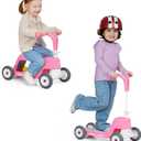 Radio Flyer Scoot 2 Scooter, Blue/Red/Pink, for Kids Ages 1-4, Ride On Toy or 4-Wheel Kids Scooter, Durable Wheels and Frame, Converts Easily with Flip Deck, Toddler Ride On Toys