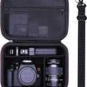 Camera Case Compatible with Canon EOS Rebel T7/R50/R6 Mark II/R100/R50 V/T6/R8/R10/R5 Mark II/RP/R7/5D Mark IV/SL3/R5/T100 DSLR SLR Camera, Len and Tripod with 4 Dividers and Shoulder Strap, Black (Small)