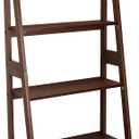 Amazon Basics 5-Tier Ladder Bookshelf Storage Organizer, Solid Rubberwood Frame, Space-Saving Bookcase, Sturdy Shelves, Walnut Finish, 14" D x 24.8" W x 70.1" H