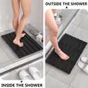 Domax Wooden Bamboo Bath Shower Mat- Non-Slip Waterproof Large Bathroom Floor Mat for Indoor Outdoor (Black, 21.26 x 14.17 x 1.3 Inches), 21.3" x 14.2"