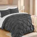 Andency Dark Gray Oversized King Comforter Set (120x98Inch), 3 Pieces Lightweight Pinch Pleat Cal King Bedding Comforters & Sets, Oversized Pintuck Soft Fluffy Down Alternative Bed Set for All Season