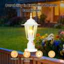 15" Dusk to Dawn Outdoor Post Light, Modern White Outdoor Lamp Post Light Fixture, Lamp Posts Exterior Lighting Pole Lantern for Outside Porch Garage Street, Waterproof Aluminum & Glass, 1 Pack, E26