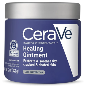 CeraVe Healing Ointment, Hydrating Skin Protectant With Petrolatum, Hyaluronic Acid & Ceramides, Face & Body Skin Barrier Repair For Cracked, Chafed, Dry Skin, Fragrance Free & Lanolin Free, 12 Oz