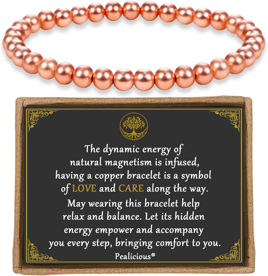 Copper Bracelet for Women and Men, 6MM Copper Jewelry as Valentines Gifts, Dainty Cooper Bracelets Pulsera De Cobre para Mujer as Parents Gifts Anniversary Jewelry for Her Him