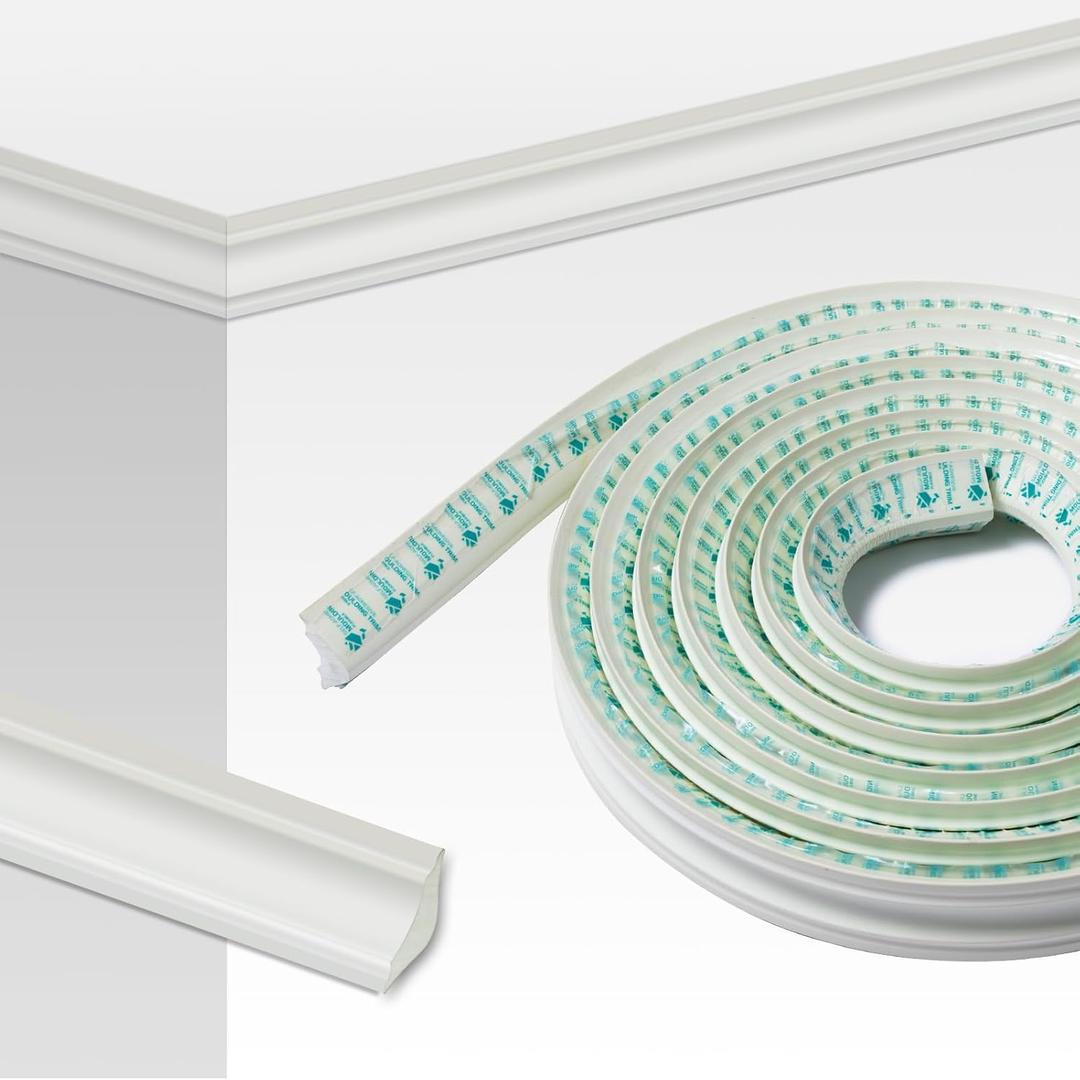 Peel and Stick Crown Molding, 16Ft (197") x 2" Self-Adhesive Ceiling Trim, Flexible Wall & Ceiling Molding for DIY Home Decor, Easy to Install No Tools Needed (Off-White)