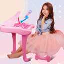 Dollox Keyboard Piano for Kids, 37-Key Toddler Piano Musical Instrument Toy, Electric Keyboard for Girls, 3, 4, 5, 6, 7 Years Old Birthday Gift - Mini Music Toy with Stool (Pink)