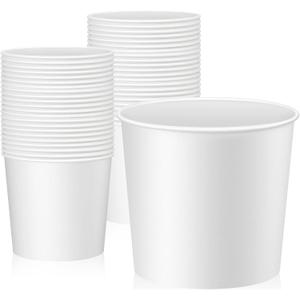 Hoolerry 50 Pcs Disposable Paper Bucket 85 oz White Cardboard Ice Bucket Bulk Ice Holder for Party Food Container Supplies