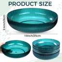 10 Pack Plastic Serving Bowls 10 Inch Fruit Salad Mixing Bowl Vertical Ribbed Pattern Buffet Party Serving Bowls for Vegetable Salad Candy Chip Popcorn Party Snack, Peacock Blue