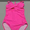 Girls Swimsuit Criss Cross One Piece Swimsuits Wrap Tie Back Sheer Mesh Bathing Suit with Gold Metal Swimwear 9-16Y (13-14 Years, Hot Pink)