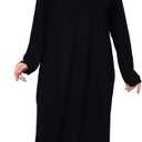 ihvan online Muslim Dresses for Women, Prayer Dress, Islamic Abaya with Hijab, One-Piece Long Sleeve Muslim Dress (One Size Tall, Black)