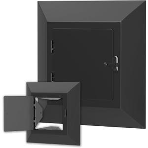 8" x 8" Chimney Cleanout Door, Replacement Fireplace Doors for Indoor Outdoor Wall Chimney, Secure Closing Clasp, Black