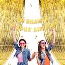 Oudain Go Shawty Its Your Birthday Decorations, Go Shawty It's Your Birthday Banner with 2 Pack Foil Curtain Backdrop Rap Theme Hip Hop Party Decorations for Man Women Party Supplies, Gold