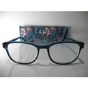 Foster Grant Misha Blue Multicolor Flower Reading Glasses w/Case +2.75