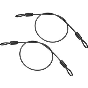 PATIKIL 1/8" Dia Vinyl Coated Stainless Steel Cable with Loops, 2 Pcs 1.6ft (20") Flexible Wire Rope Security Chain Lanyard Lock for Outdoor Stage Lighting Luggage Lock, Black