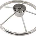 NovelBee 5 Spoke Dia.13-1/2" Stainless Steel Boat Steering Wheel with Control Knob and Cap