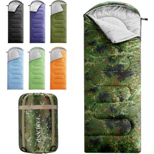 FARLAND Sleeping Bags for Adults Teens Kids with Compression Sack Portable and Lightweight for 3-4 Season Camping, Hiking,Waterproof, Backpacking and Outdoors