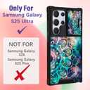 Funermei for Samsung Galaxy S25 Ultra Case - Women Girls Cute Phone Cover Pretty Aesthetic Girly Flower Blue Unique Design with Camera Cover Ring Stand Funda for Samsung S25 Ultra Case