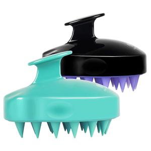 HEETA Hair Scalp Massager Shampoo Brush 2 Pack, Soft Silicone Bristles to Remove Dandruff, Waterproof Hair Scrubber for Both Wet Dry Hair, Suitable for Men & Women (Green & Black) (01- Green & Black)