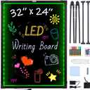 VEVOR 32"x24" LED Message Writing Board, Menu Sign Boards, Illuminated Erasable Lighted Chalkboard, Neon Effect Drawing Panel with 8 Chalk Markers and Remote Control