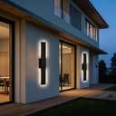 2 Pack Outdoor Long Wall Lights Fixture Dimmable, 24in Modern Linear Outdoor Wall Lights 5CCT, IP65 Waterproof Black Exterior Lighting Fixtures for Garage, Porch, Front Door