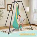 Swing Stand Frame with Sensory Pod Swings and Chair, Sensory Swing Set, X-Shaped Swing Frame, Heavy-Duty Metal Hammock Chair Stand for for Adults Indoor and Outdoor 330LBS(Mint Green)