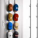 HapiRm Over Door Hat Rack - 2 Packs Hat Organizer with 8 Hooks Design, Hanging Baseball Cap Organizer Storage Holds Up to 40 Caps for Door, Bedroom, Closet (Black)