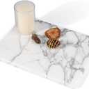 Natural Marble Board for Kitchen - 10" x 8" Stone Slab, Marble Cheese Pastry Board for Counter, Bathroom Trays, Serving Tray Jewelry Candle Plate (Arabescato)