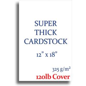 Super Thick 120lb Cover 12" x 18" Cardstock for Inkjet or Laser Printers - 100 Sheets - Heavy Printer Paper - Matte Finish White - Great for Cards, Menu's, Posters, Covers