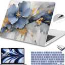 Teryeefi Compatible with A2681 A3113 A3240 MacBook Air 13.6 inch Case M2 M3 M4 Release 2022-2025,Protective Slim Cover + Keyboard Cover+OTG Adapter for 13.6 inch MacBook Air Liquid Retina, Art Florals