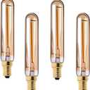 Lxcom Lighting E12 LED Bulb Dimmable Candelabra Light Bulbs Soft Warm 2200K T20 Tubular Shape Amber Glass 10W Incandescent Replacement Edison Bulb for Chandelier Pendant Lighting, 4 Pack