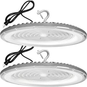 XYCN 2 Pack 600W UFO Led High Bay Light,120VAC,5000K Daylight Commercial Bay Lighting,IP66 Waterproof,85050LM,2550W MH/HPS with Plug Area Lighting for Warehouse/Shop/Workshop/Barn/Gym/Factory