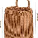 Hanging Wall Basket Plastic Woven Front Door Basket, Decorative Door Baskets for Flowers Plants, Hanging Wicker Basket for Kitchenware Farmhouse