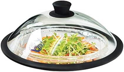OEC Vented Splatter Guard Microwave Glass Cover with Easy-Grip Handle - 100% Food Grade Tempered Glass & BPA Free Silicone Rim. Compatible with Plates, Bowls and Meal Prep Containers, Dishwasher Safe